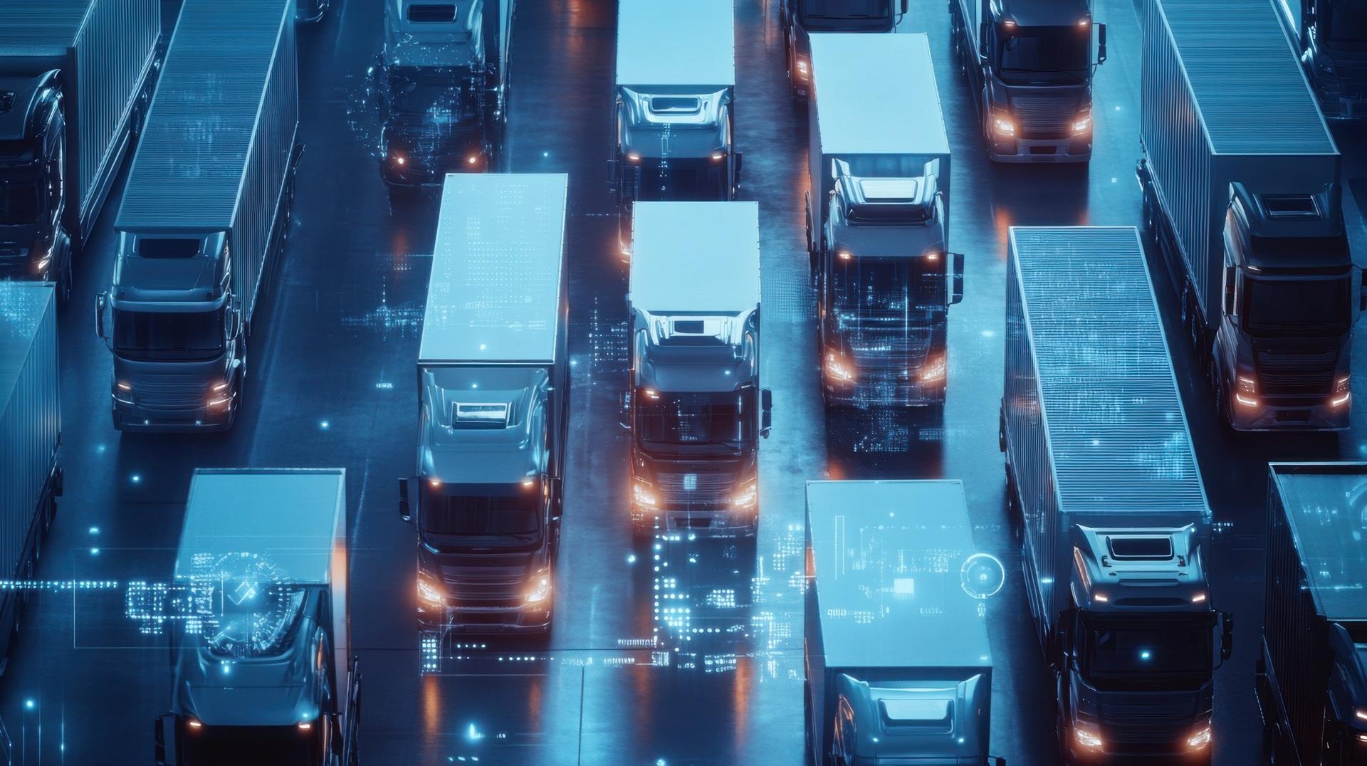 Digitale Lkw Telematik bei Nacht