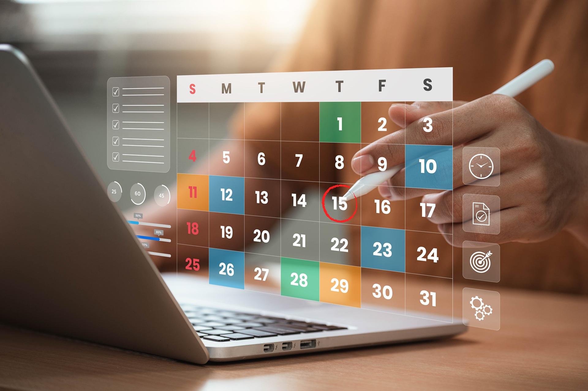 Digitaler Kalender mit markiertem Termin | Musterformulare